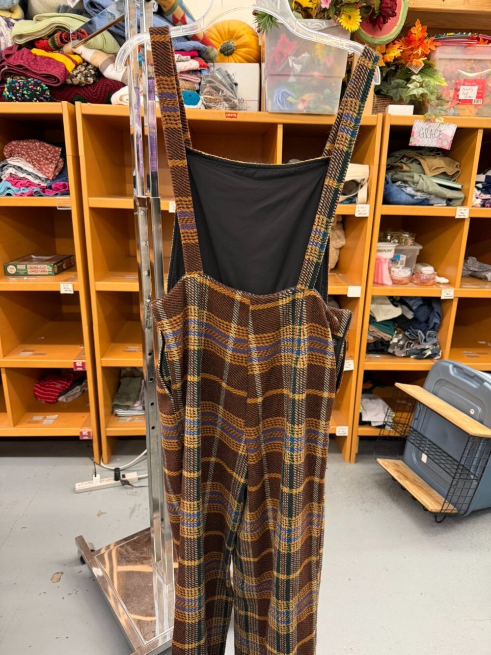 Cider Women's Tweed Plaid Wide Leg Jumpsuit - Picture 4 of 5